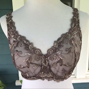 SOMA Sensuous Brown Sheet Embroidered Floral Bra